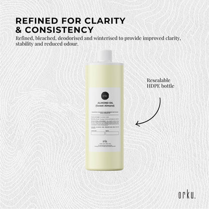 Orku 1L Sweet Almond Oil 100% Pure Refined Cosmetic Carrier Skin Hair V238-SUPDZ-33140126842960