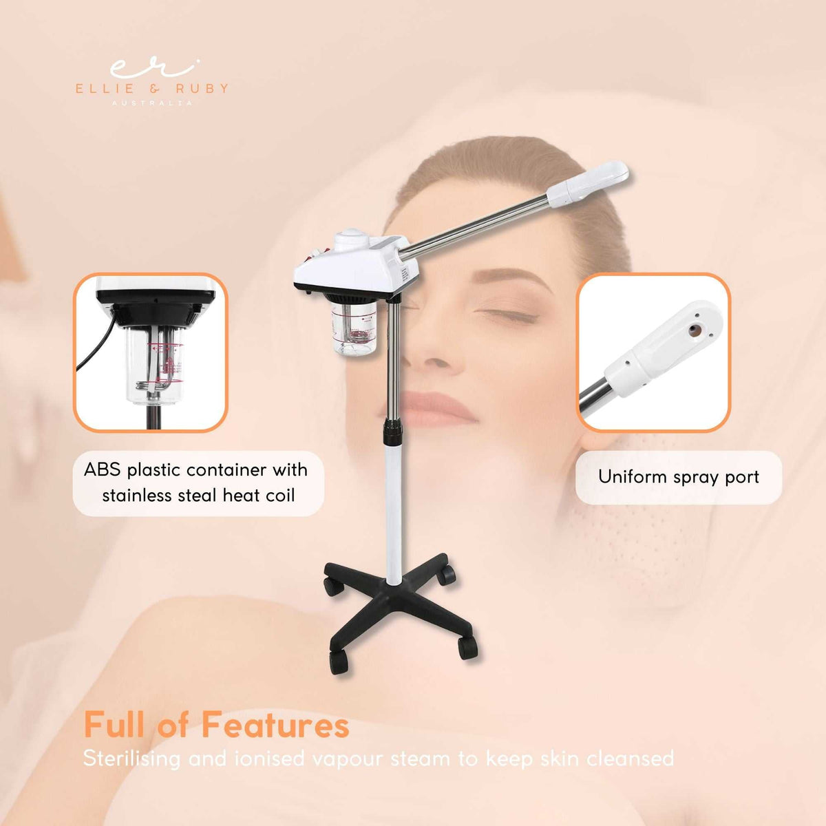 Ellie & Ruby Facial Steamer Professional Ozone Face Sauna Deep Skin Cleansing V238-SUPDZ-33150328438864