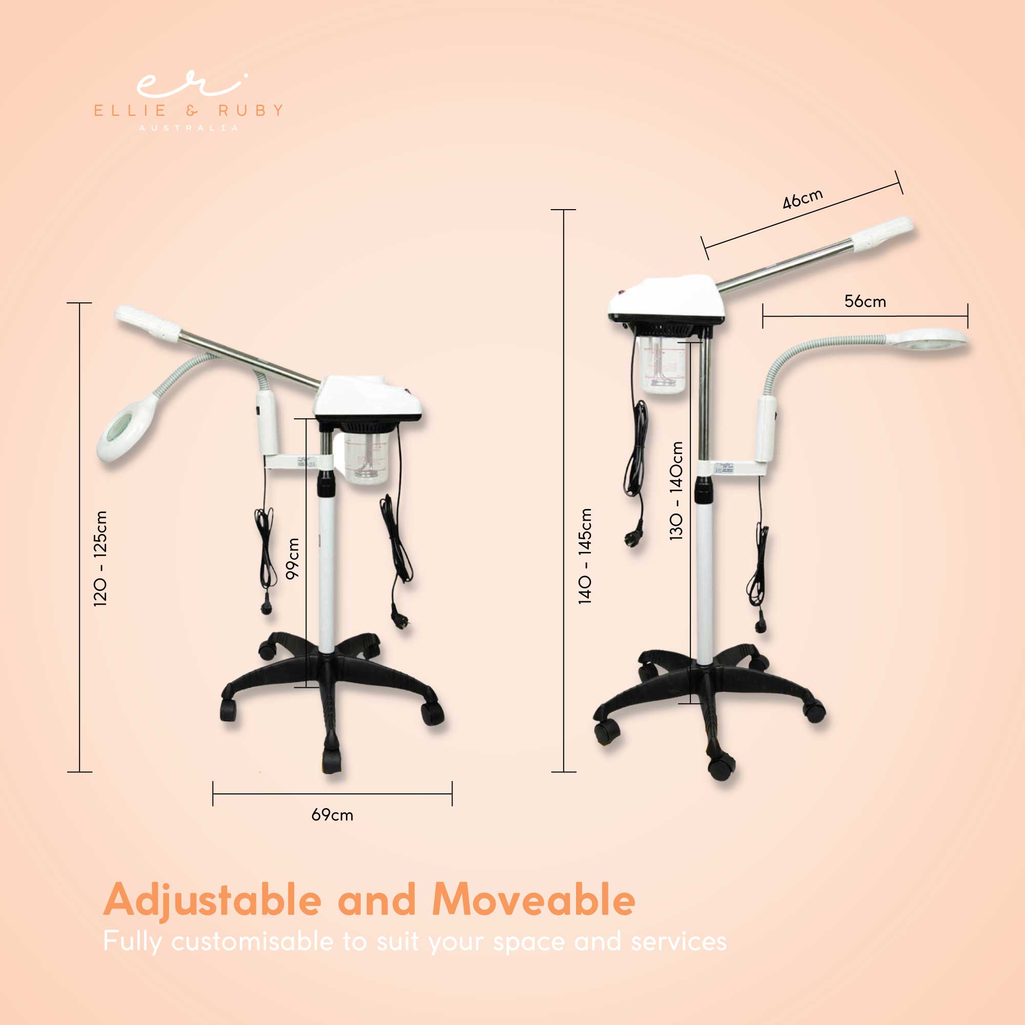 Ellie & Ruby Facial Steamer Magnifying Lamp - 2in1 Professional Beauty Machine V238-SUPDZ-33150355144784