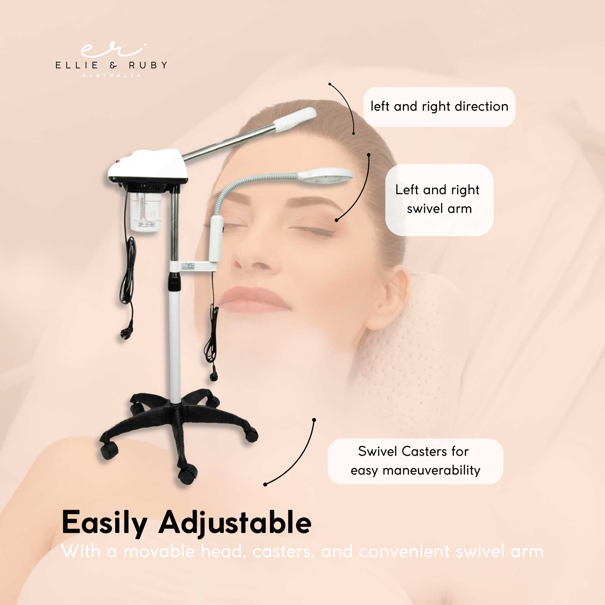 Ellie & Ruby Facial Steamer Magnifying Lamp - 2in1 Professional Beauty Machine V238-SUPDZ-33150355144784
