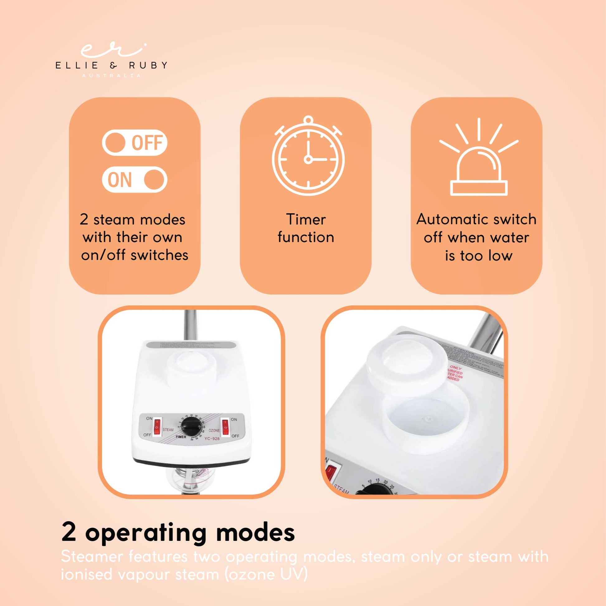 Ellie & Ruby Facial Steamer Magnifying Lamp - 2in1 Professional Beauty Machine V238-SUPDZ-33150355144784