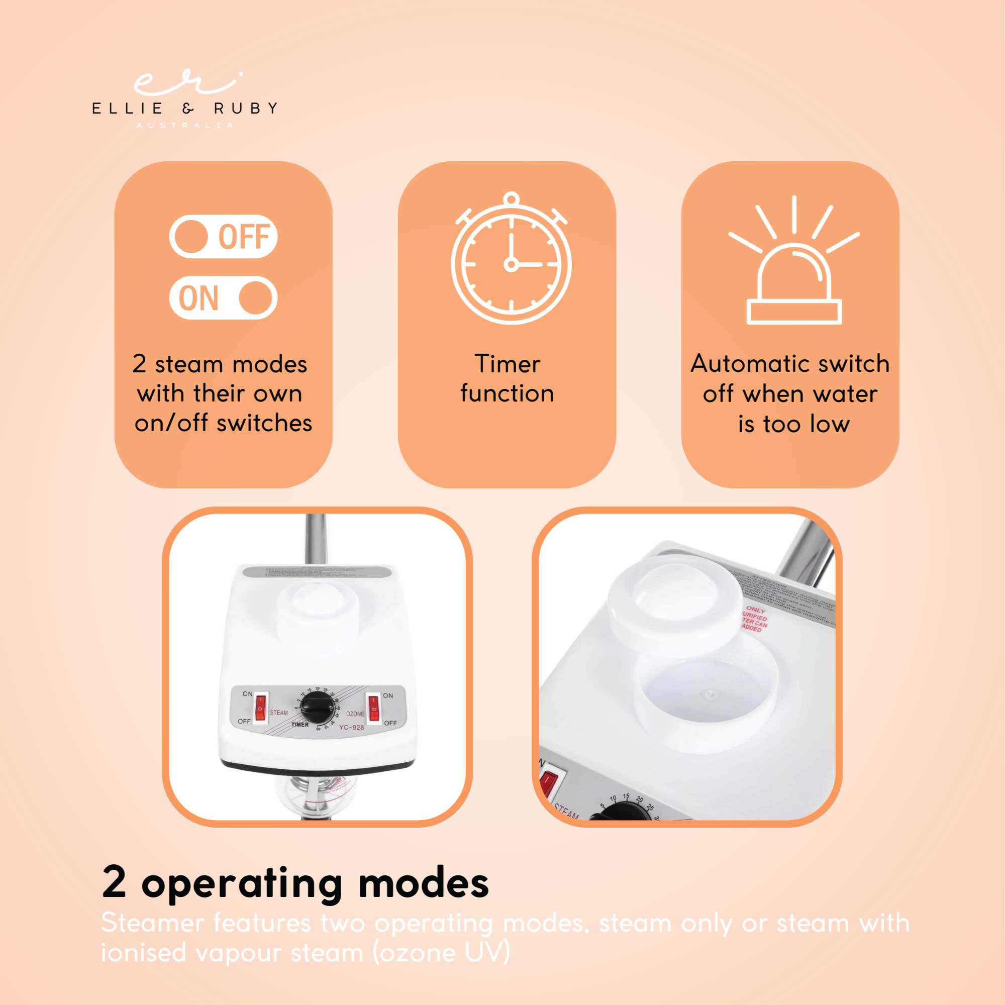 Ellie & Ruby Facial Steamer Magnifying Lamp - 2in1 Professional Beauty Machine V238-SUPDZ-33150355144784