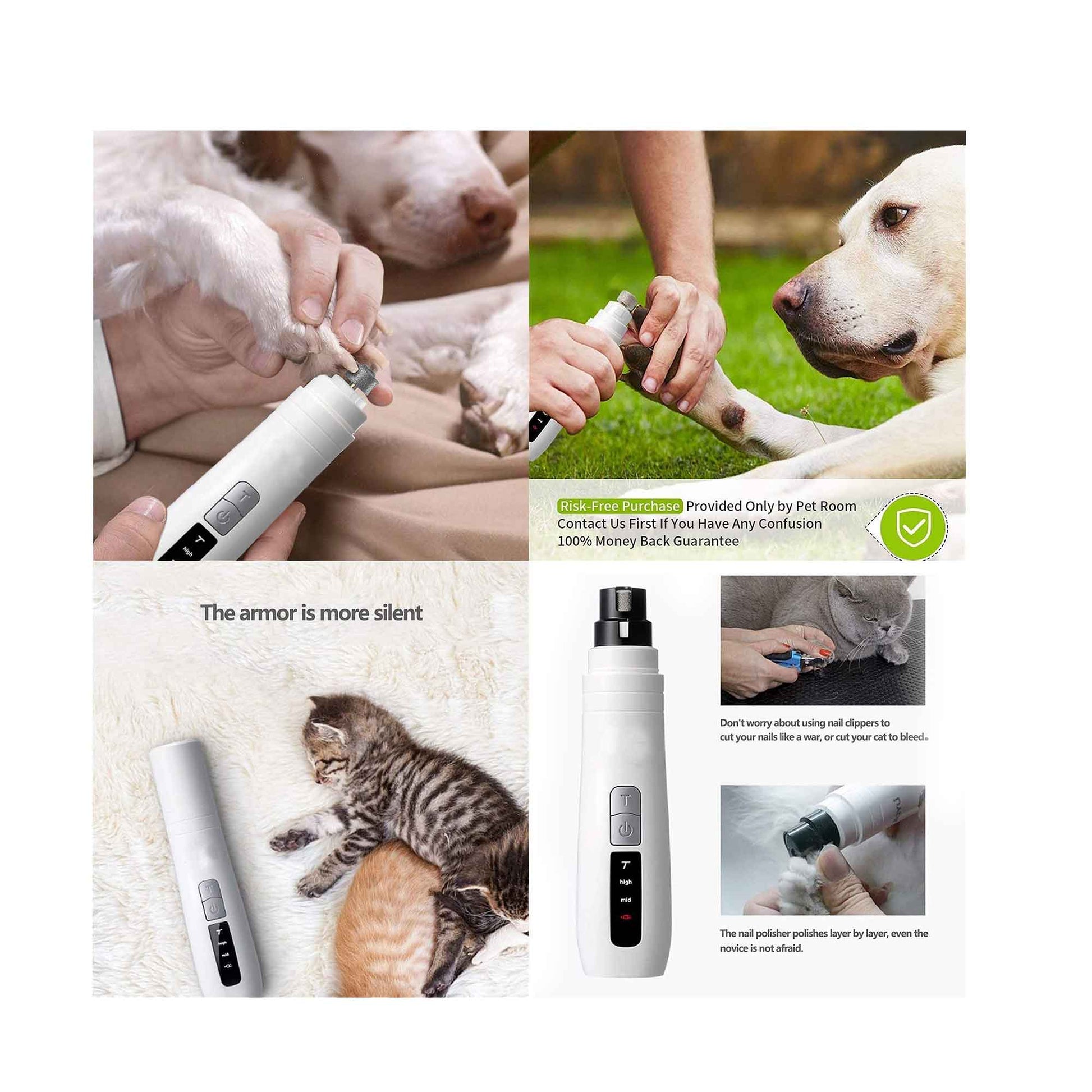 Pet Nail Grinder Dog Cat Electric Trimmer Turbo USB Rechargeable Claw Filer N9 V238-SUPDZ-33161850781776