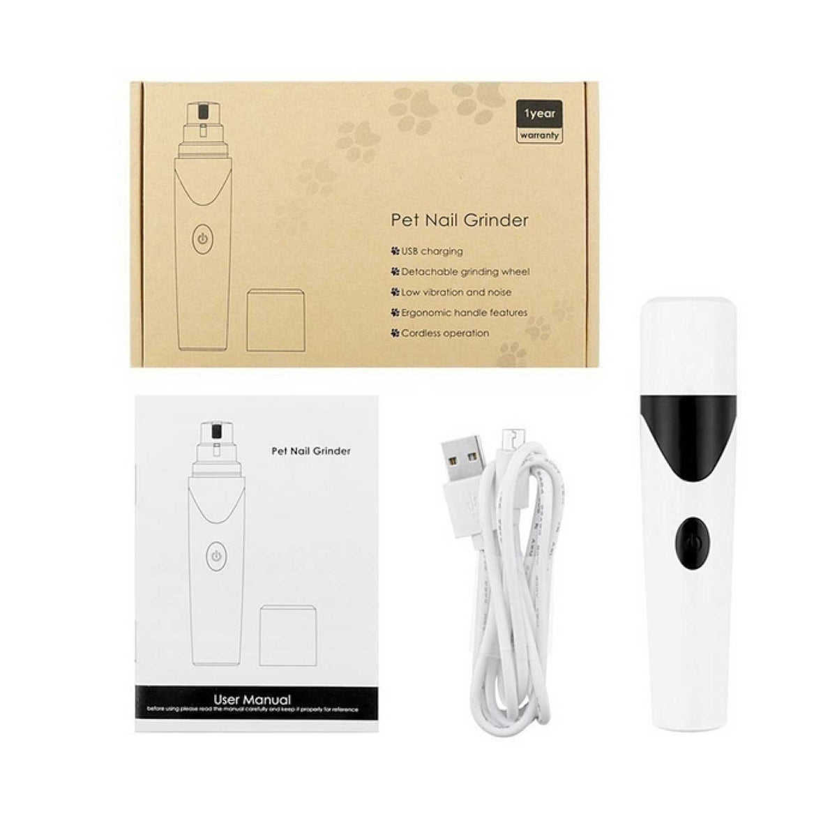 Pet Nail Grinder Dog Cat Electric Trimmer Rechargeable Clipper Claw Filer N8 V238-SUPDZ-33161983164496