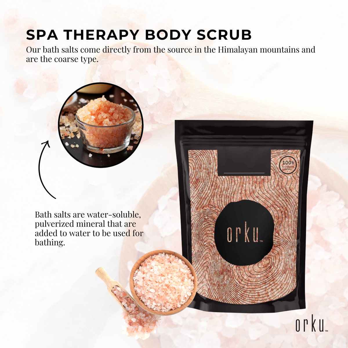 100g Pink Himalayan Bath Salts - Natural Crystal Rocks - Spa Therapy Body Scrub V238-SUPDZ-33331705094