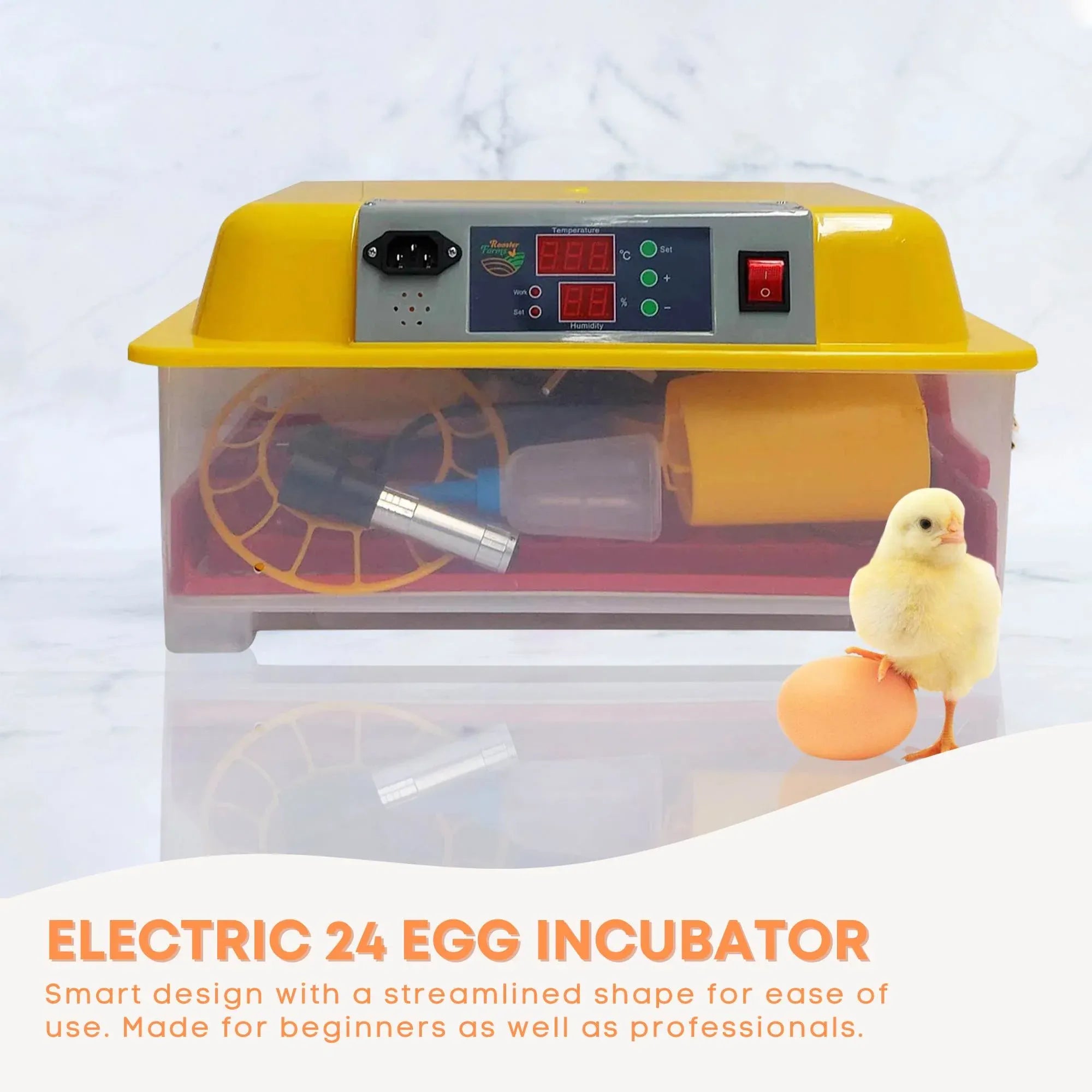Rooster Farms Electric 24 Egg Incubator + Accessories for Chicken Quail Duck V238-SUPDZ-33453377798