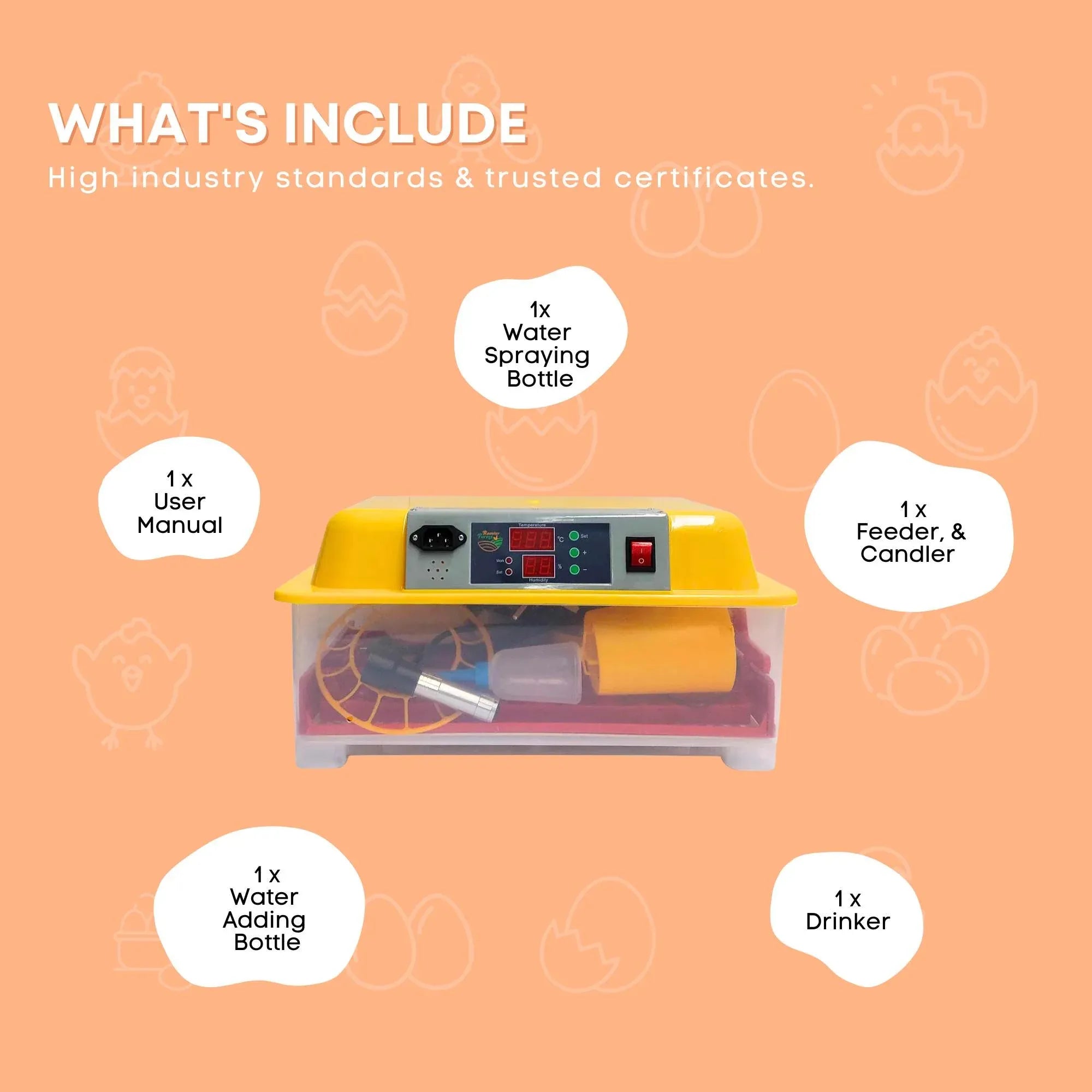 Rooster Farms Electric 24 Egg Incubator + Accessories for Chicken Quail Duck V238-SUPDZ-33453377798