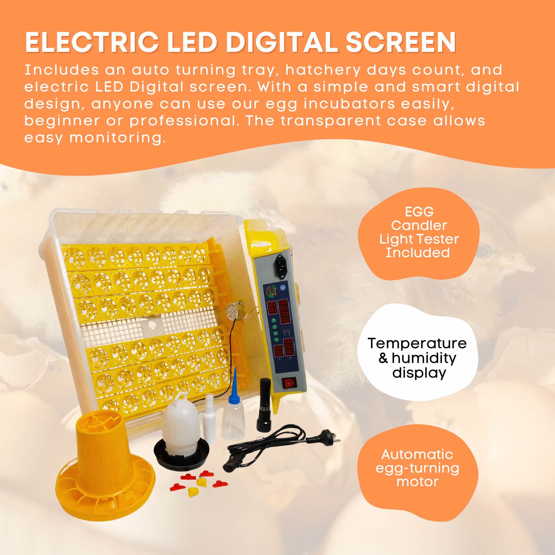 Rooster Farms Electric 48 Egg Incubator + Accessories for Chicken Quail Duck V238-SUPDZ-33454518150