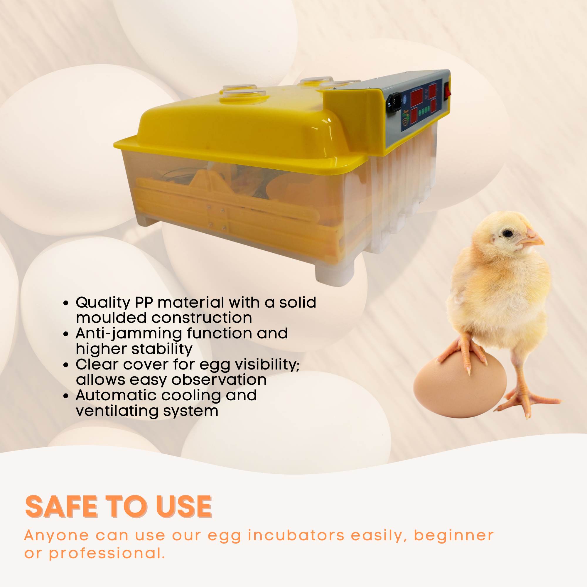 Rooster Farms Electric 48 Egg Incubator + Accessories for Chicken Quail Duck V238-SUPDZ-33454518150
