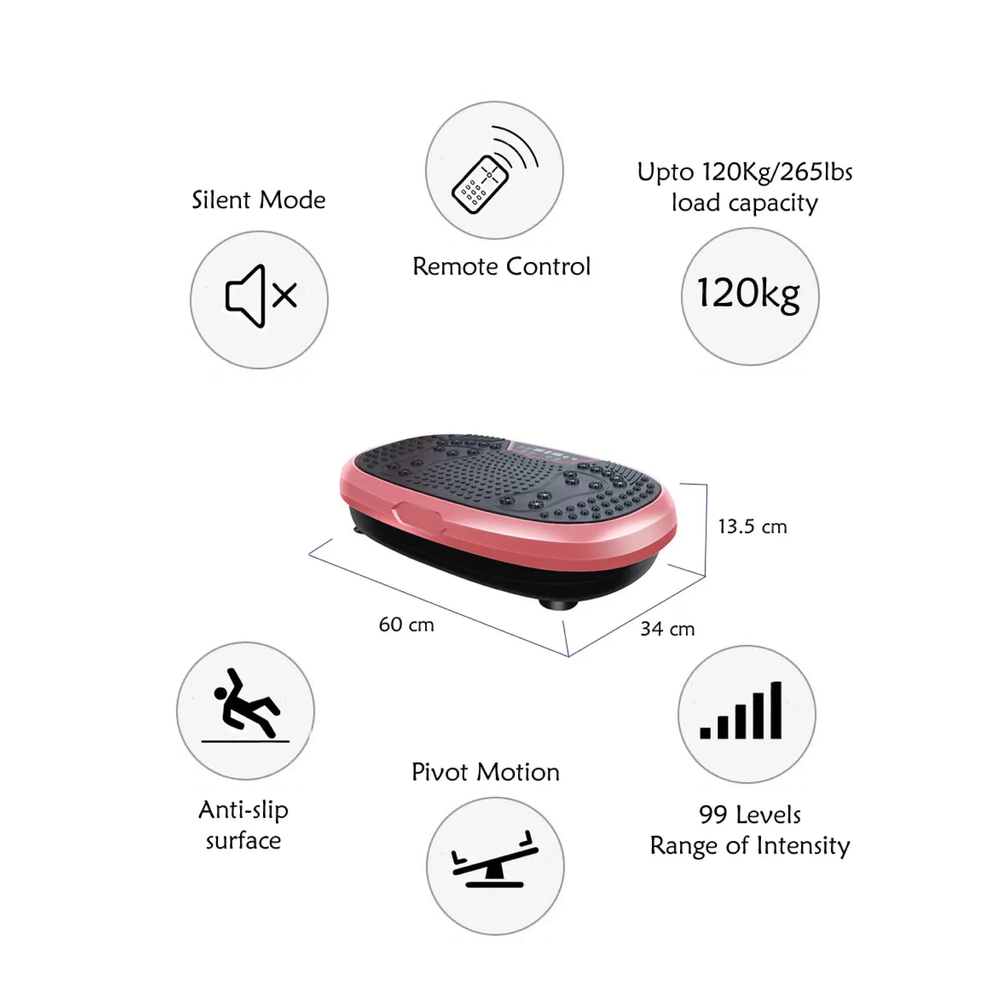 Social Hike 60cm Vibration Plate Machine Full Body Exercise Platform Pink V238-SUPDZ-39285893038160