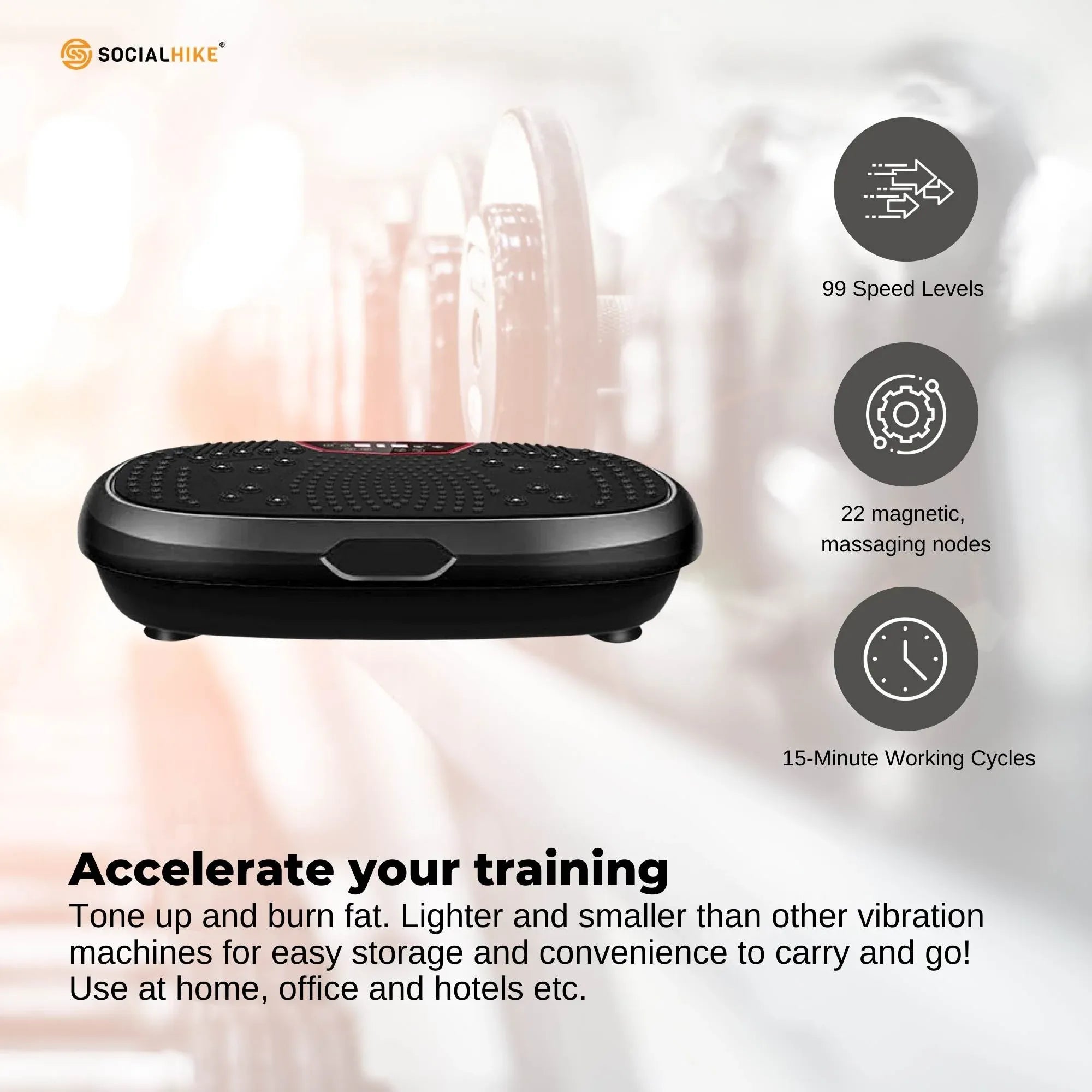 Social Hike 60cm Vibration Plate Machine Full Body Exercise Platform Black V238-SUPDZ-39285919055952