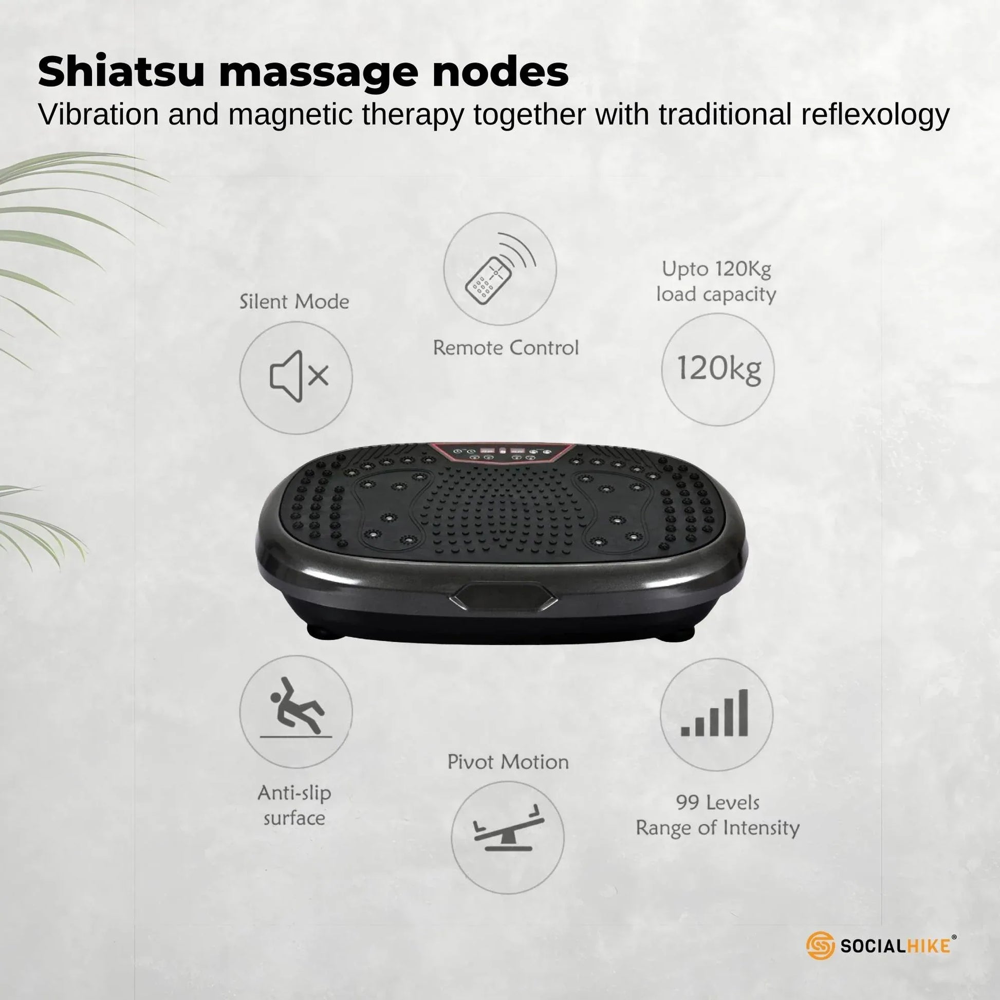 Social Hike 60cm Vibration Plate Machine Full Body Exercise Platform Black V238-SUPDZ-39285919055952