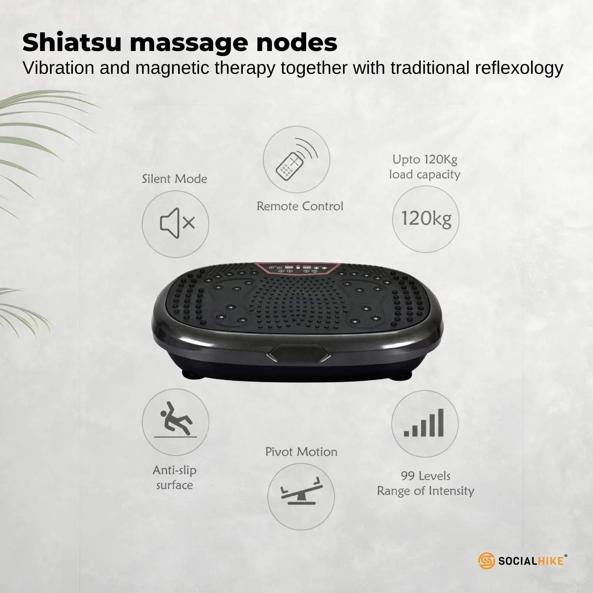 Social Hike 60cm Vibration Plate Machine Full Body Exercise Platform Black V238-SUPDZ-39285919055952