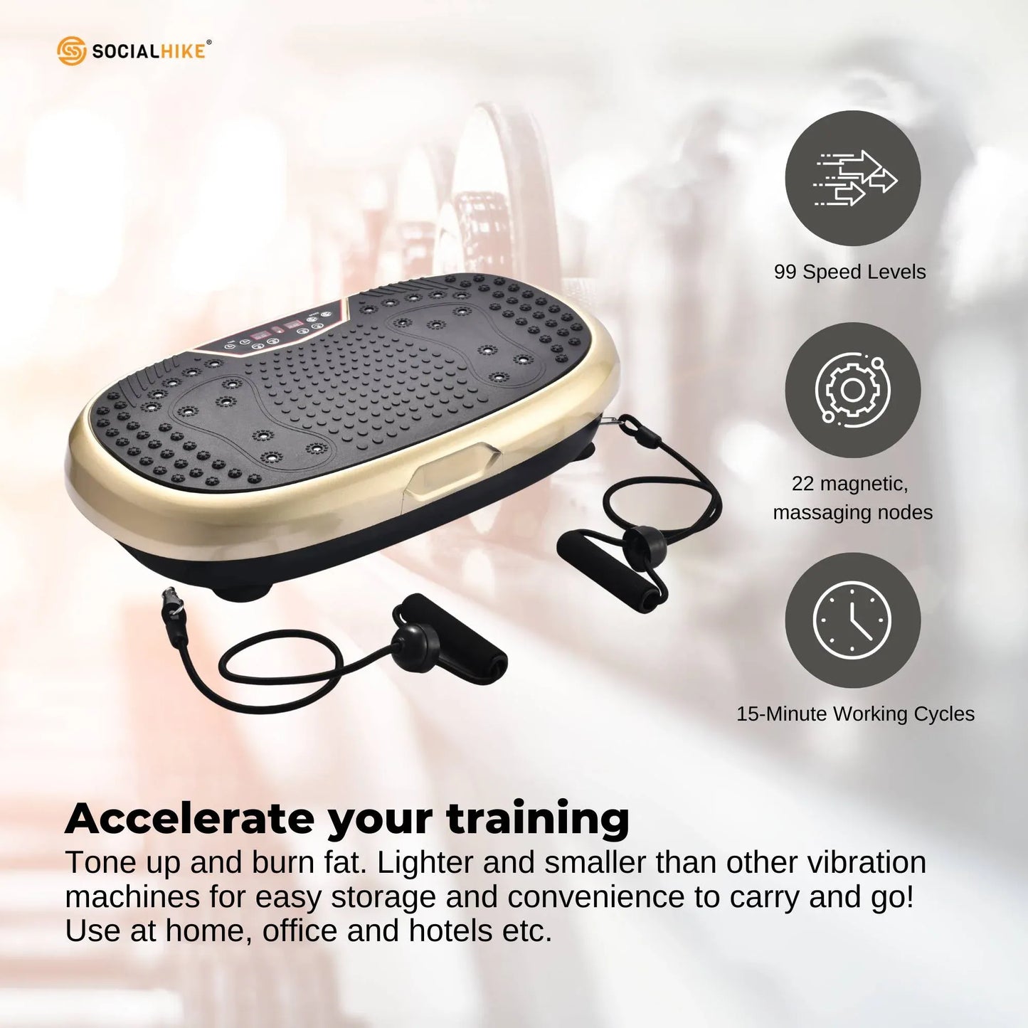 Social Hike 60cm Vibration Plate Machine Full Body Exercise Platform Gold V238-SUPDZ-39285942550608
