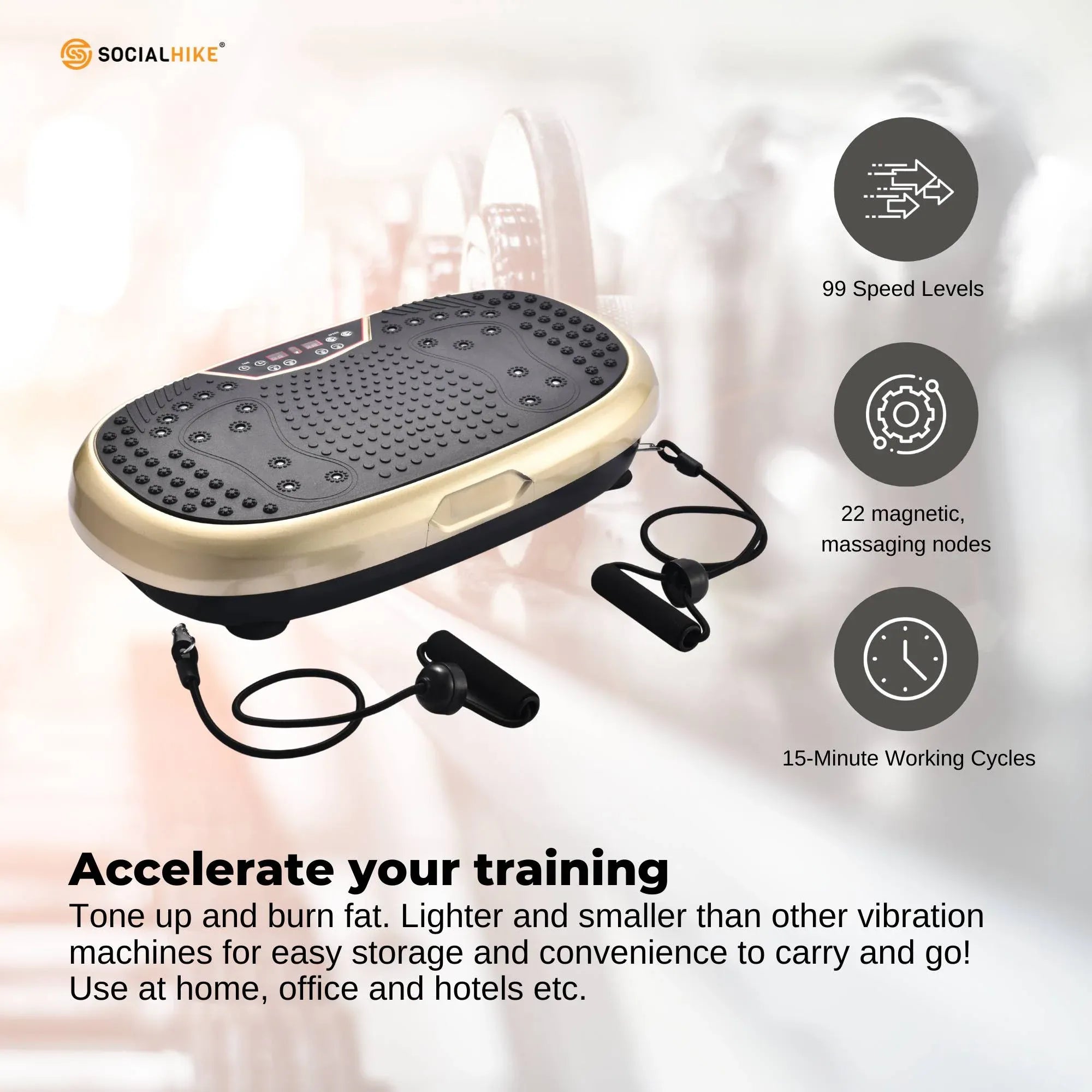 Social Hike 60cm Vibration Plate Machine Full Body Exercise Platform Gold V238-SUPDZ-39285942550608