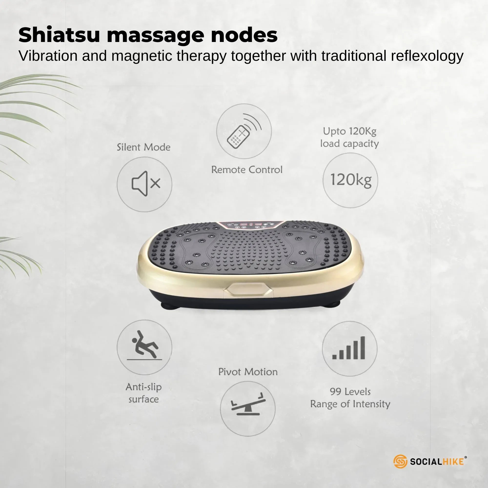 Social Hike 60cm Vibration Plate Machine Full Body Exercise Platform Gold V238-SUPDZ-39285942550608
