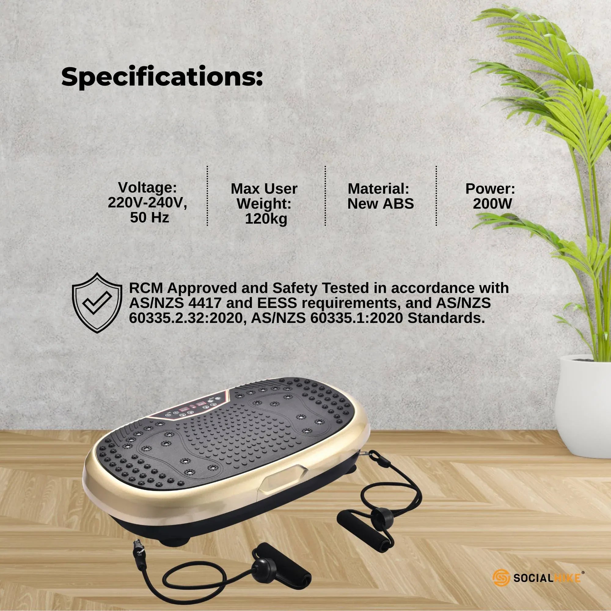 Social Hike 60cm Vibration Plate Machine Full Body Exercise Platform Gold V238-SUPDZ-39285942550608