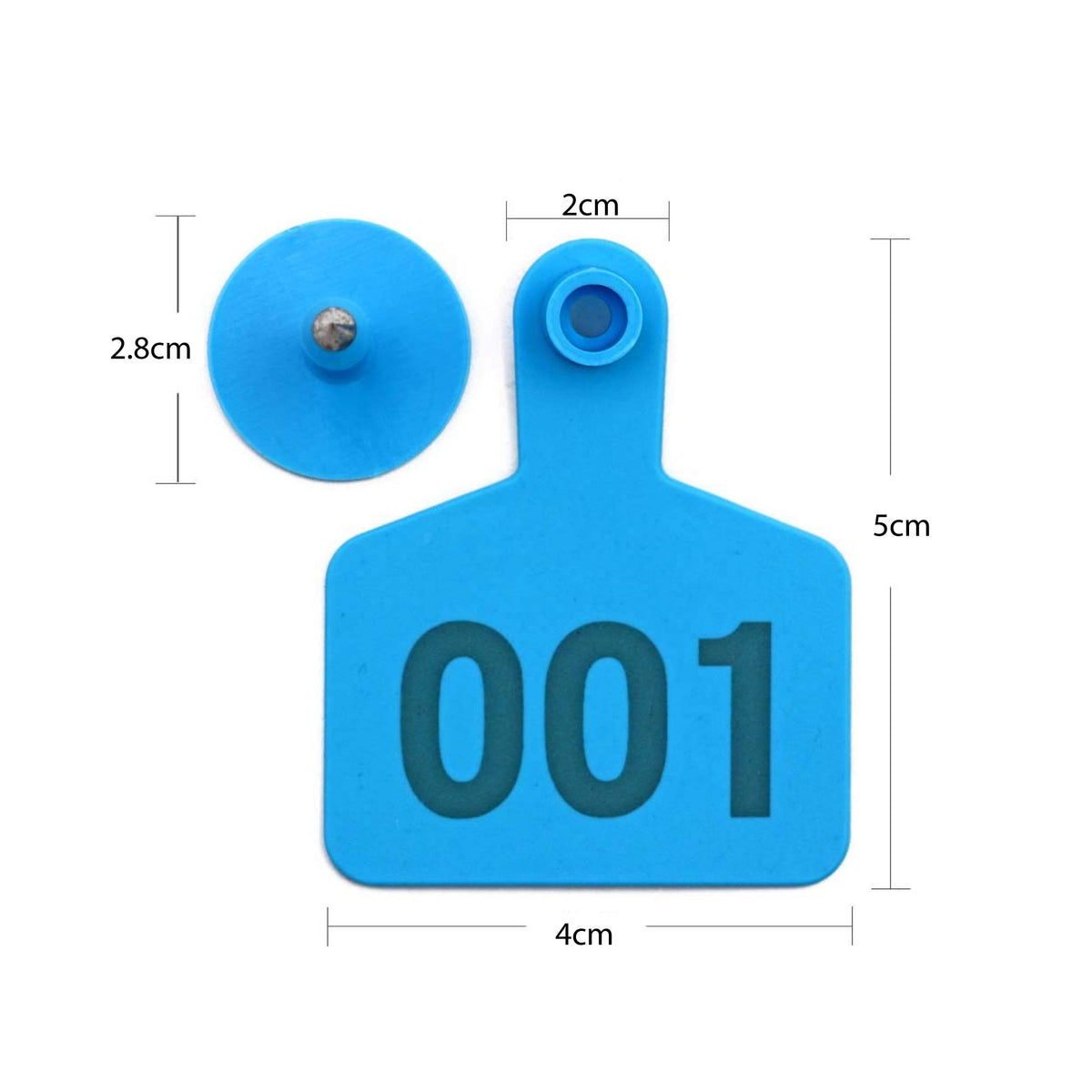 1-100 Cattle Number Ear Tags 5x4cm Set - Small Blue Pig Goat Livestock Label V238-SUPDZ-39484278276176