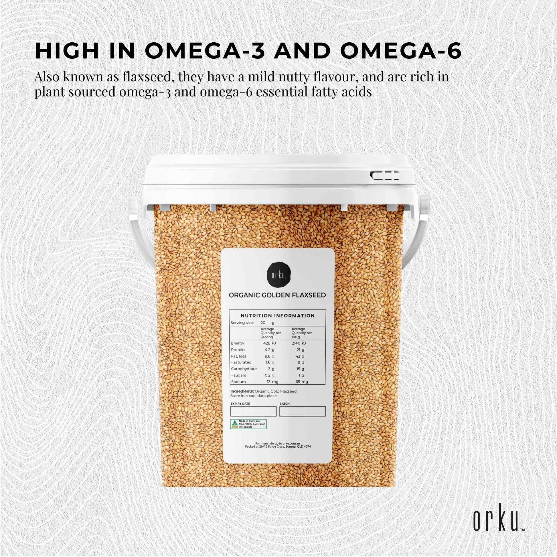 800g Organic Golden Linseed Flaxseed Tub Whole Flax Seed No GMO Omega3 6 Fibre V238-SUPDZ-39519329910864