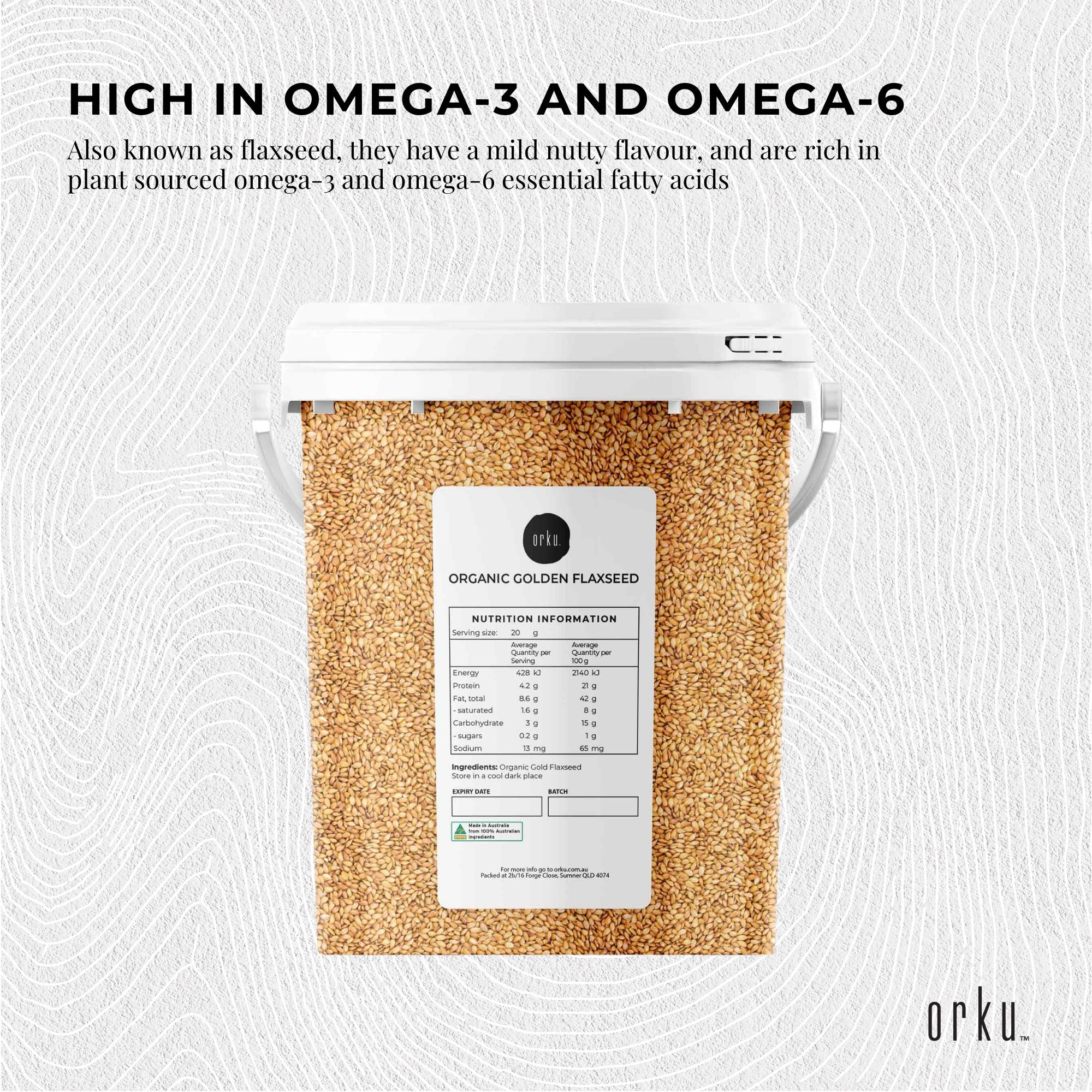 800g Organic Golden Linseed Flaxseed Tub Whole Flax Seed No GMO Omega3 6 Fibre V238-SUPDZ-39519329910864