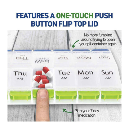 AM/PM Weekly Pill Box 7 Day Tablet Medicine Organiser Holder Case 14 Compartment V238-SUPDZ-39543886807120
