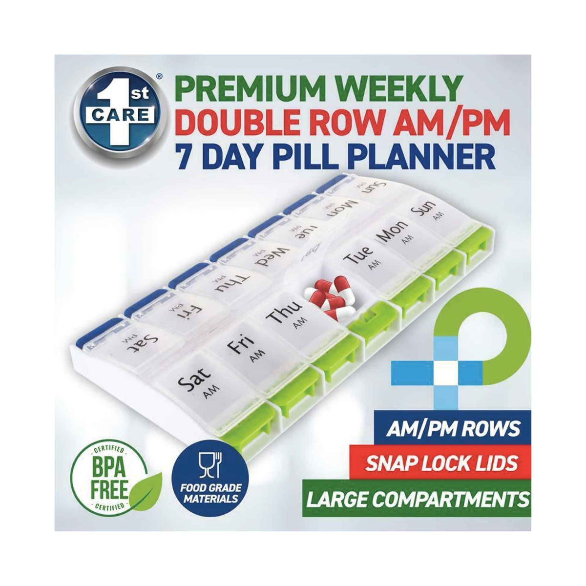 AM/PM Weekly Pill Box 7 Day Tablet Medicine Organiser Holder Case 14 Compartment V238-SUPDZ-39543886807120