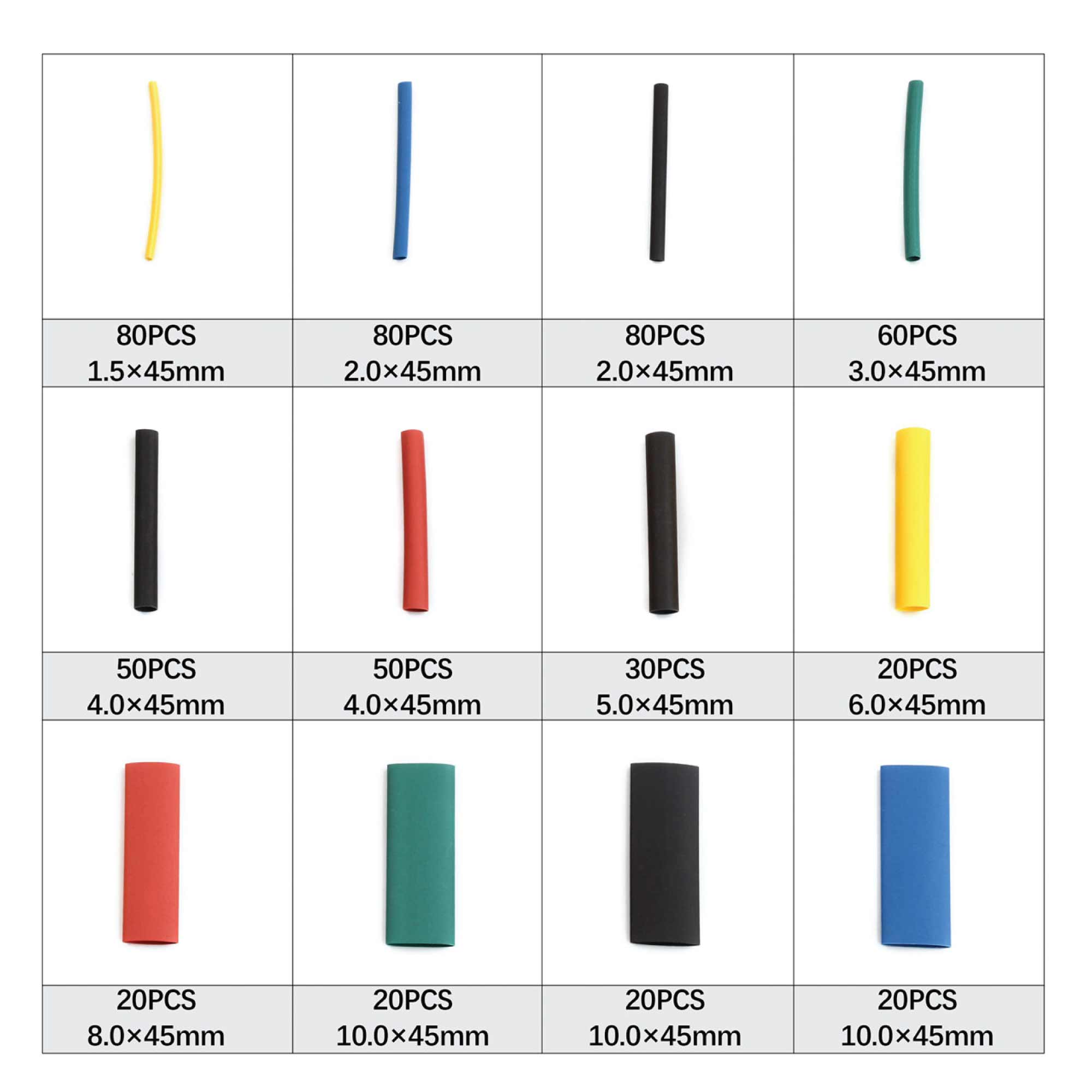 530 Pcs Heating Shrink Sleeve Set Heat Shrinkable Insulation Electrical Cable Tube V238-SUPDZ-39601296638032