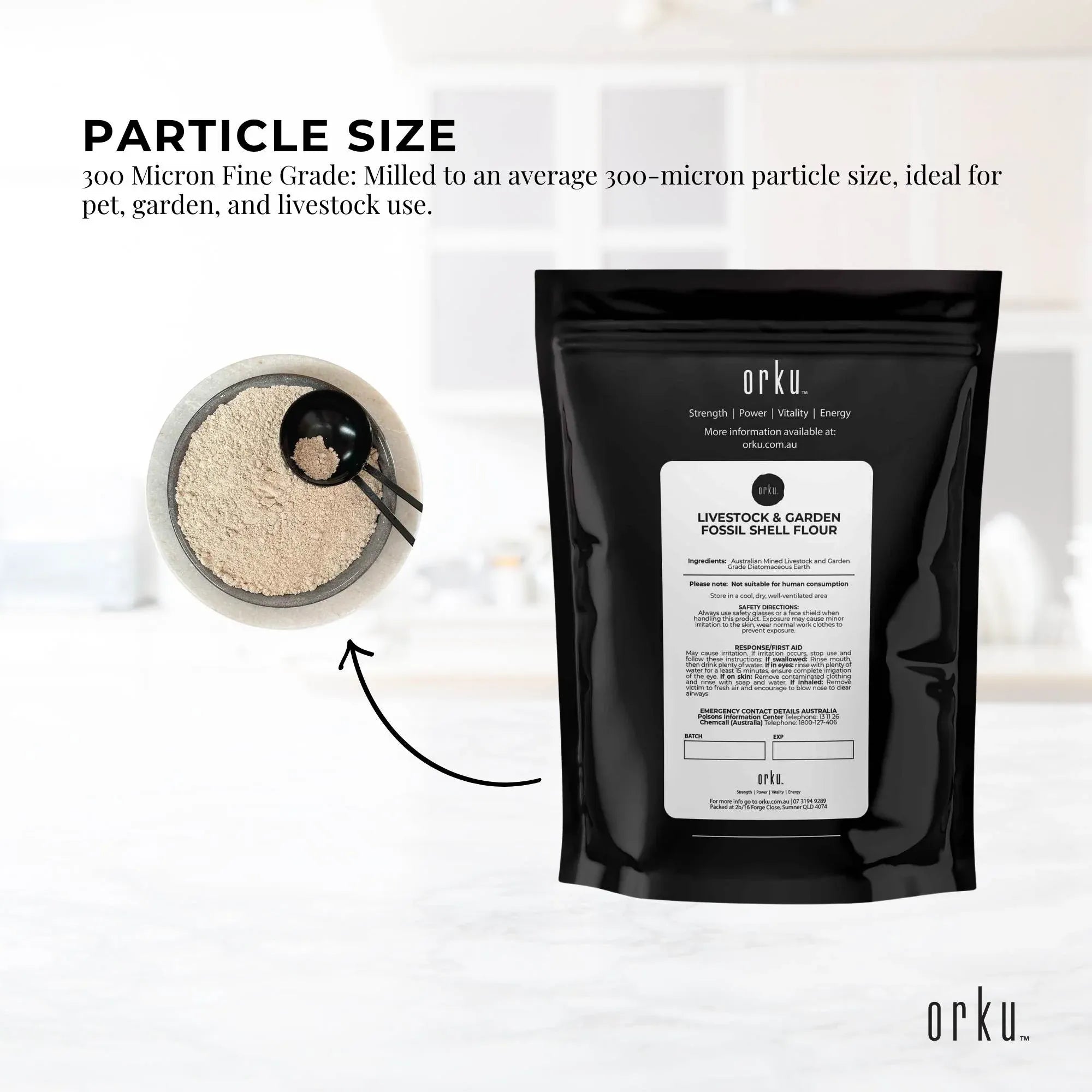 Orku 100g Fossil Shell Flour - Livestock Garden Pet Diatomaceous Earth V238-SUPDZ-39616251002960