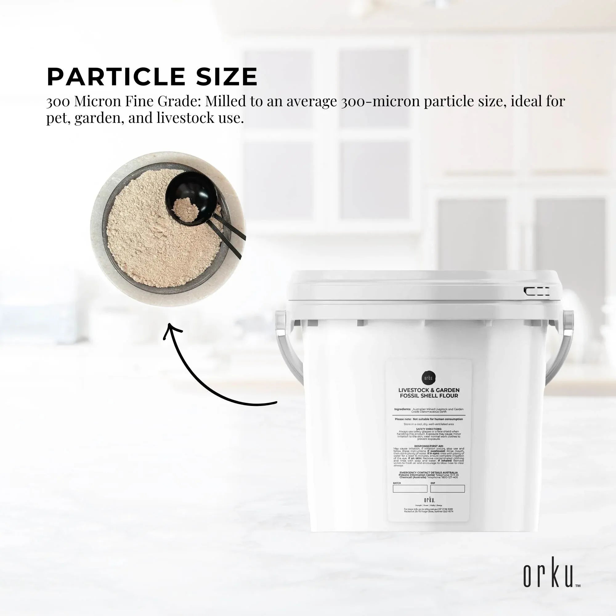 Orku 3Kg Fossil Shell Flour Tub - Livestock Garden Diatomaceous Earth V238-SUPDZ-39617458274384