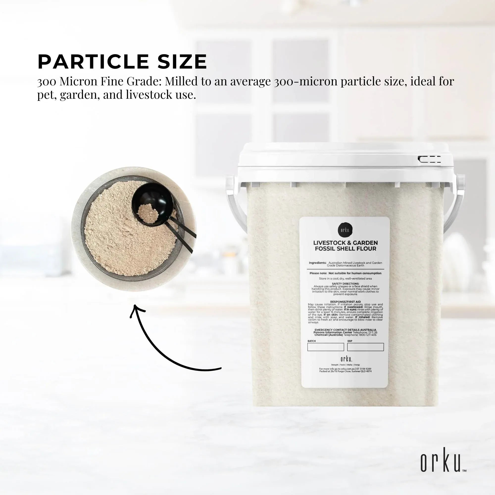 Orku 700g Fossil Shell Flour Tub - Livestock Garden Diatomaceous Earth V238-SUPDZ-39617462075472
