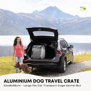 Aluminium Dog Travel Crate 63x68x88cm - Large Pet Car Transport Cage Kennel Box V238-SUPDZ-39646754799696