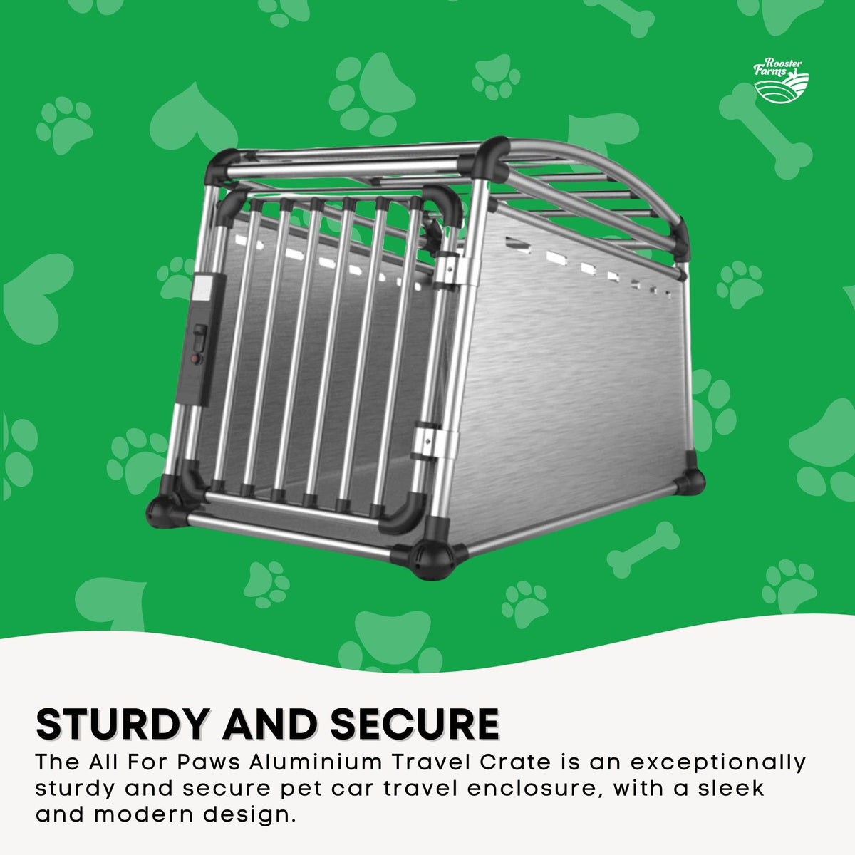 Aluminium Dog Travel Crate 63x68x88cm - Large Pet Car Transport Cage Kennel Box V238-SUPDZ-39646754799696