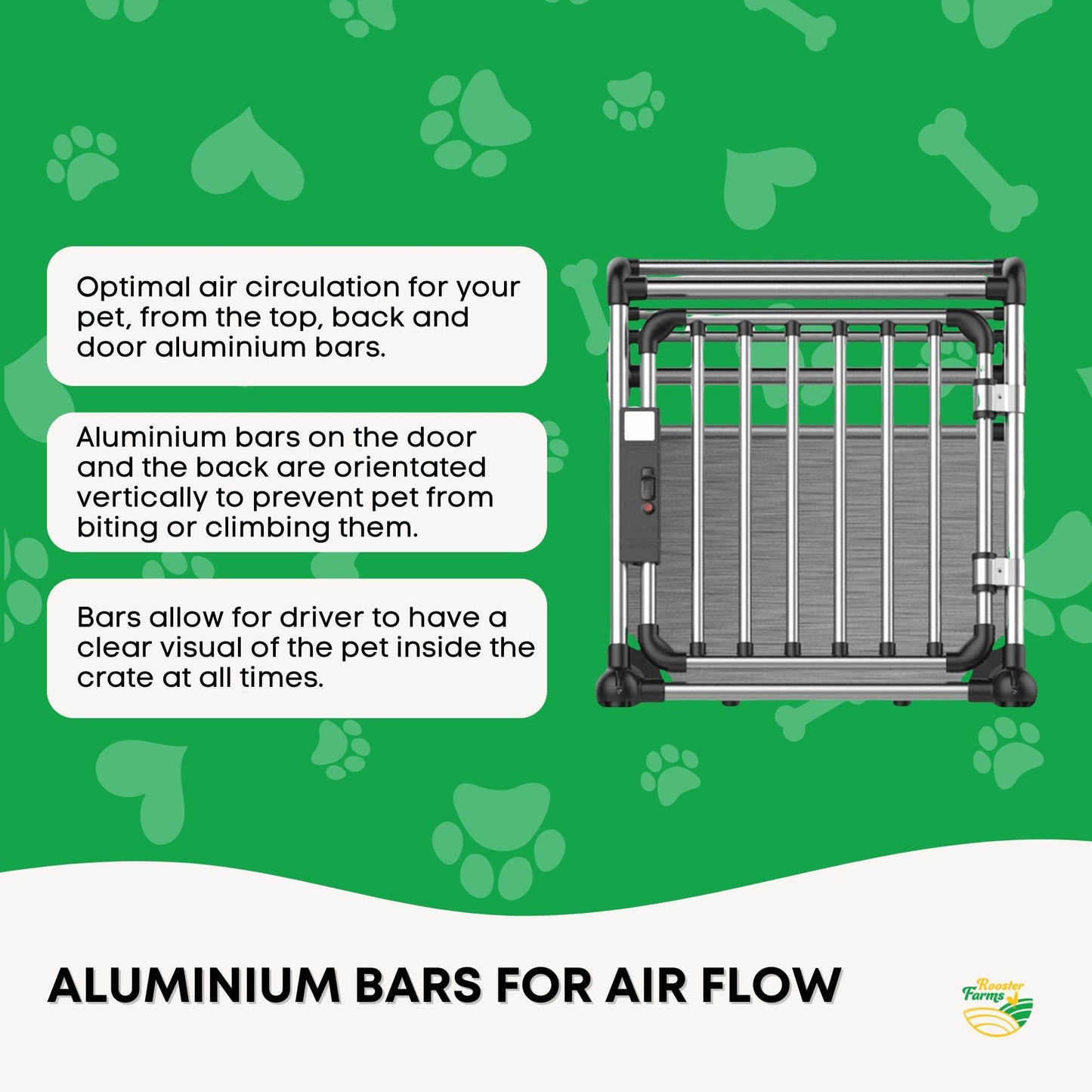 Aluminium Dog Travel Crate 63x68x88cm - Large Pet Car Transport Cage Kennel Box V238-SUPDZ-39646754799696