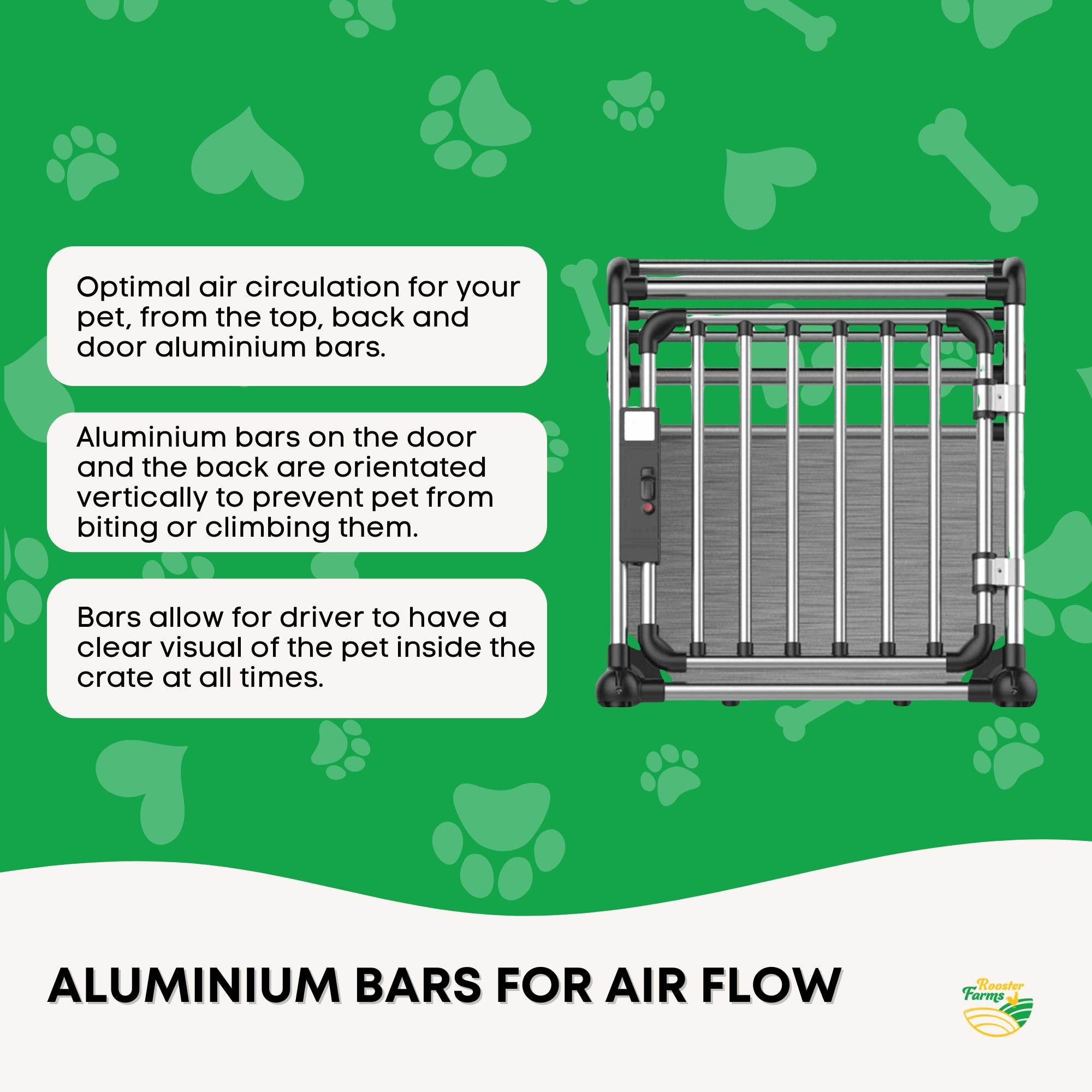 Aluminium Dog Travel Crate 63x68x88cm - Large Pet Car Transport Cage Kennel Box V238-SUPDZ-39646754799696