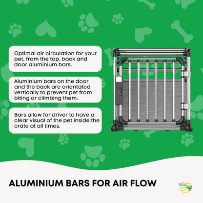 Aluminium Dog Travel Crate 63x68x88cm - Large Pet Car Transport Cage Kennel Box V238-SUPDZ-39646754799696