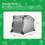 Aluminium Dog Travel Crate 63x68x88cm - Large Pet Car Transport Cage Kennel Box V238-SUPDZ-39646754799696