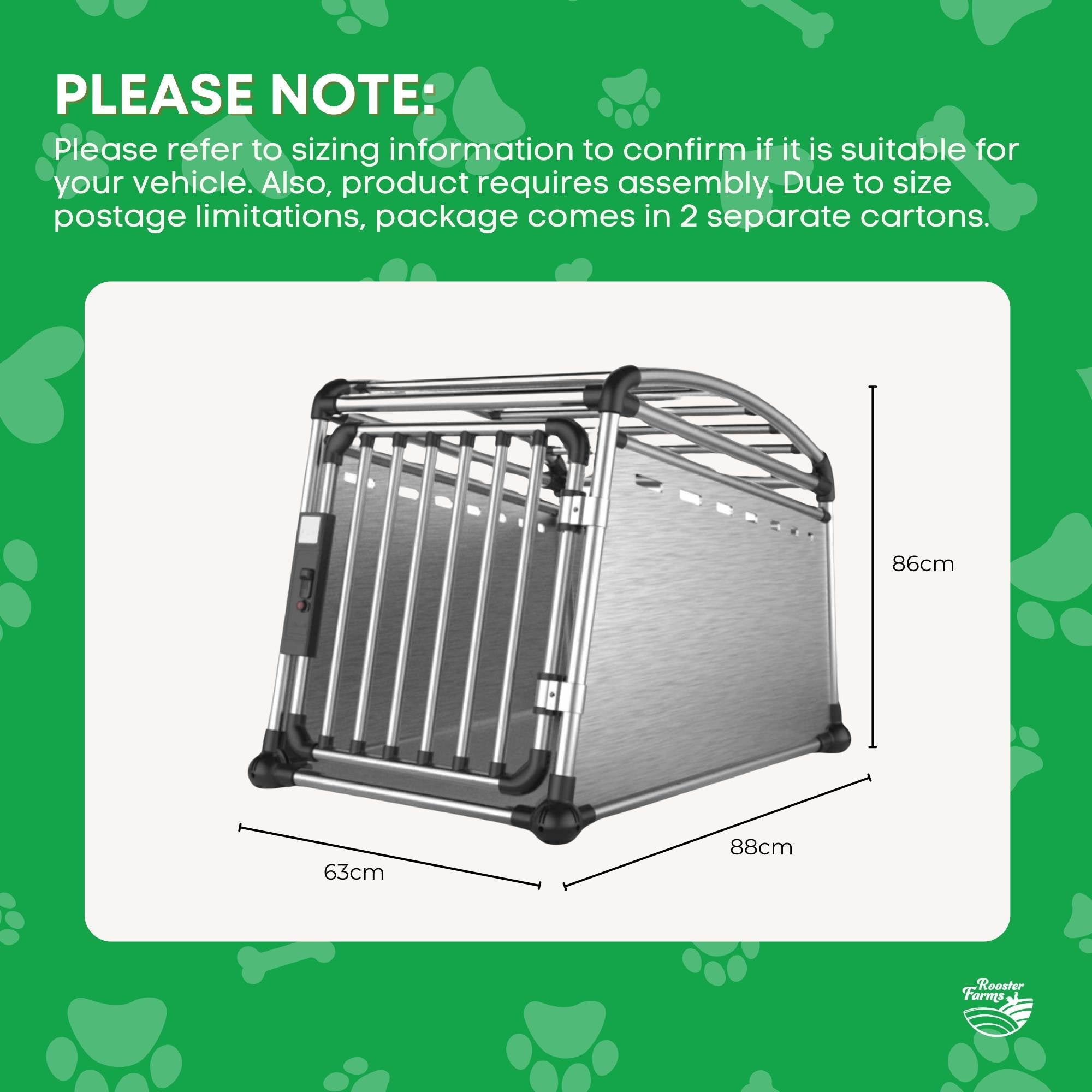 Aluminium Dog Travel Crate 63x68x88cm - Large Pet Car Transport Cage Kennel Box V238-SUPDZ-39646754799696