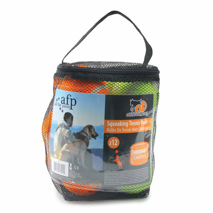 12 Pack Dog Squeaking Tennis Balls - 6.5cm Squeaky Sound Fetch Play Toy V238-SUPDZ-39666067701840
