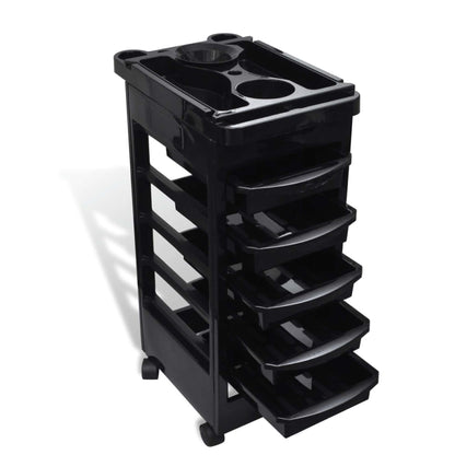 Ellie & Ruby 6 Tier Hairdressing Trolley Black 82x49x32cm Salon Rolling Cart V238-SUPDZ-39711824248912