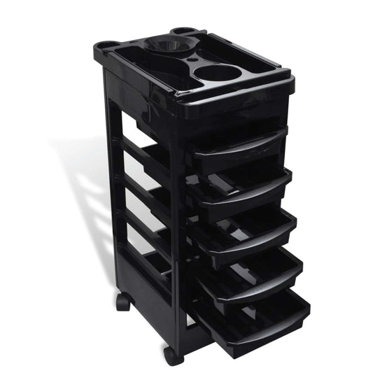 Ellie & Ruby 6 Tier Hairdressing Trolley Black 82x49x32cm Salon Rolling Cart V238-SUPDZ-39711824248912