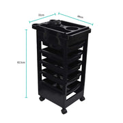 Ellie & Ruby 6 Tier Hairdressing Trolley Black 82x49x32cm Salon Rolling Cart V238-SUPDZ-39711824248912