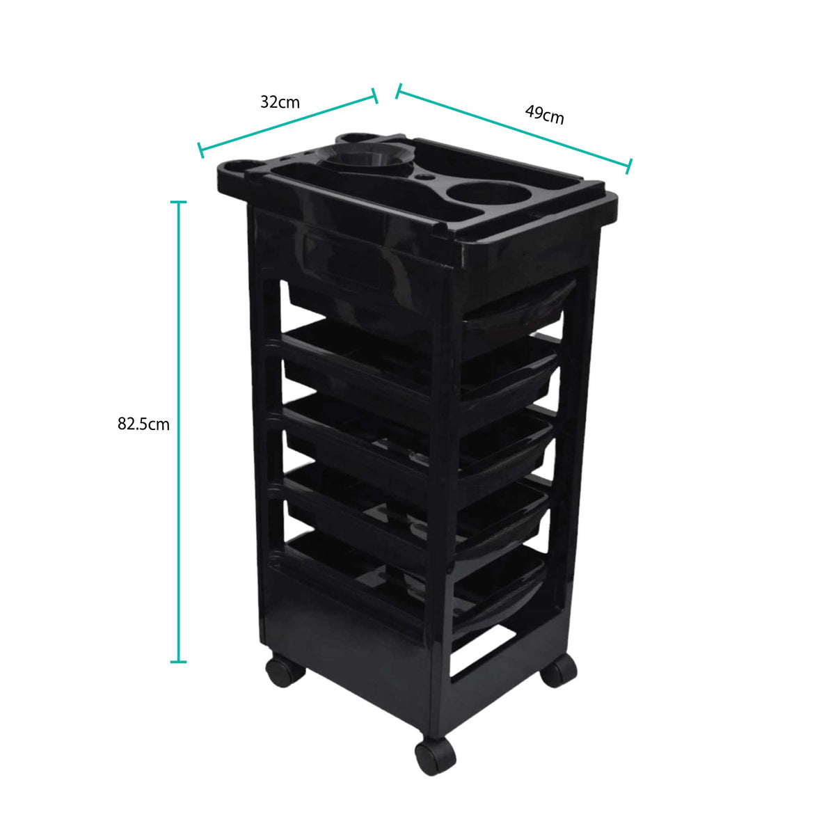 Ellie & Ruby 6 Tier Hairdressing Trolley Black 82x49x32cm Salon Rolling Cart V238-SUPDZ-39711824248912