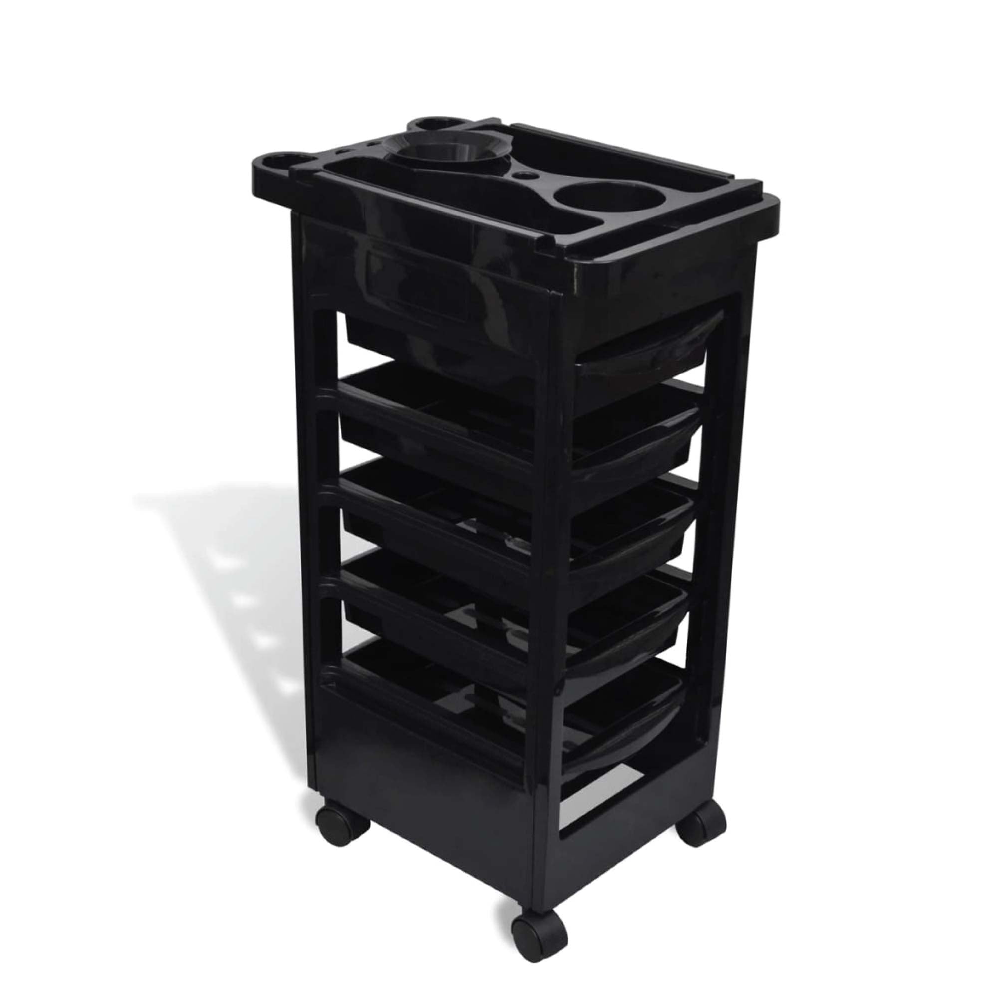 Ellie & Ruby 6 Tier Hairdressing Trolley Black 82x49x32cm Salon Rolling Cart V238-SUPDZ-39711824248912