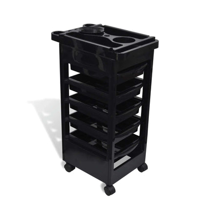 Ellie & Ruby 6 Tier Hairdressing Trolley Black 82x49x32cm Salon Rolling Cart V238-SUPDZ-39711824248912