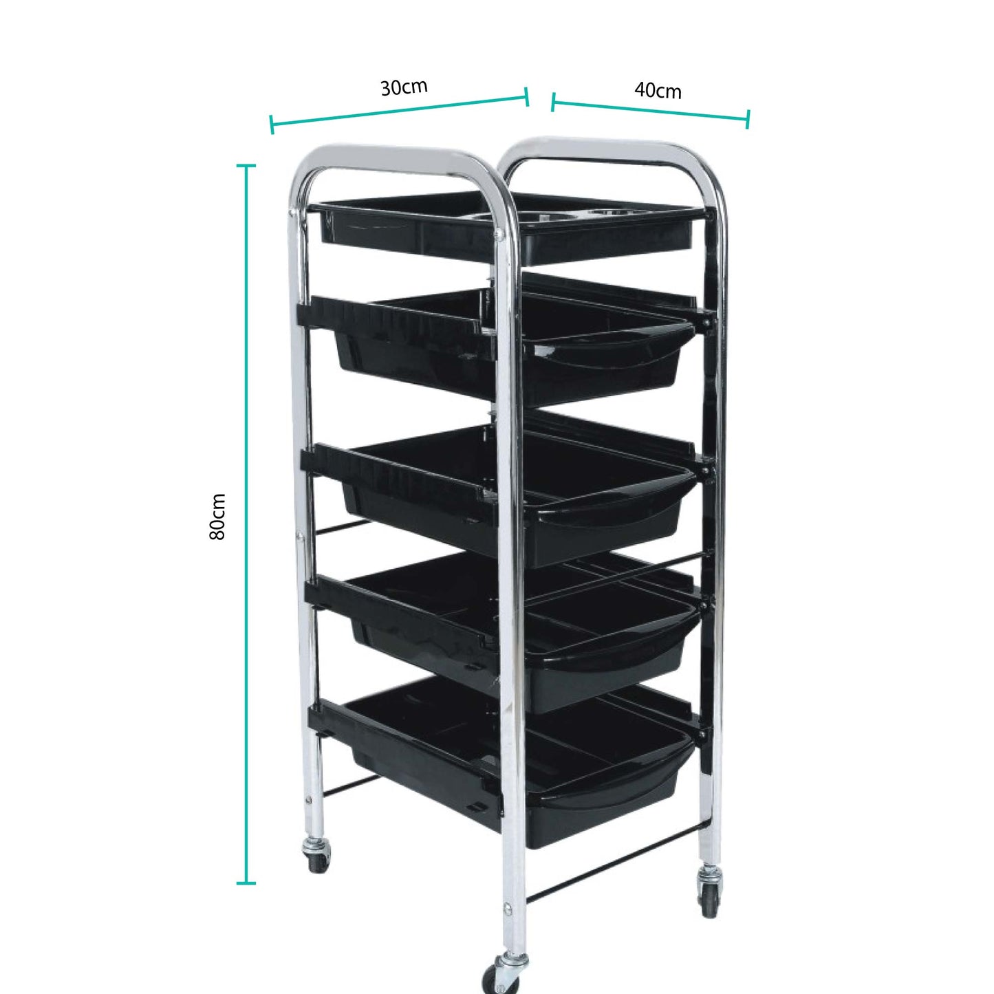 5 Tier Hairdressing Trolley Black 80x40x30 Salon Hair Colour Storage Metal Cart V238-SUPDZ-39712743424080