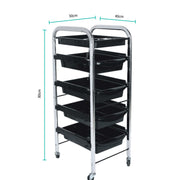 5 Tier Hairdressing Trolley Black 80x40x30 Salon Hair Colour Storage Metal Cart V238-SUPDZ-39712743424080