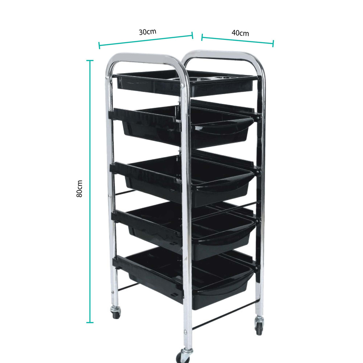 5 Tier Hairdressing Trolley Black 80x40x30 Salon Hair Colour Storage Metal Cart V238-SUPDZ-39712743424080