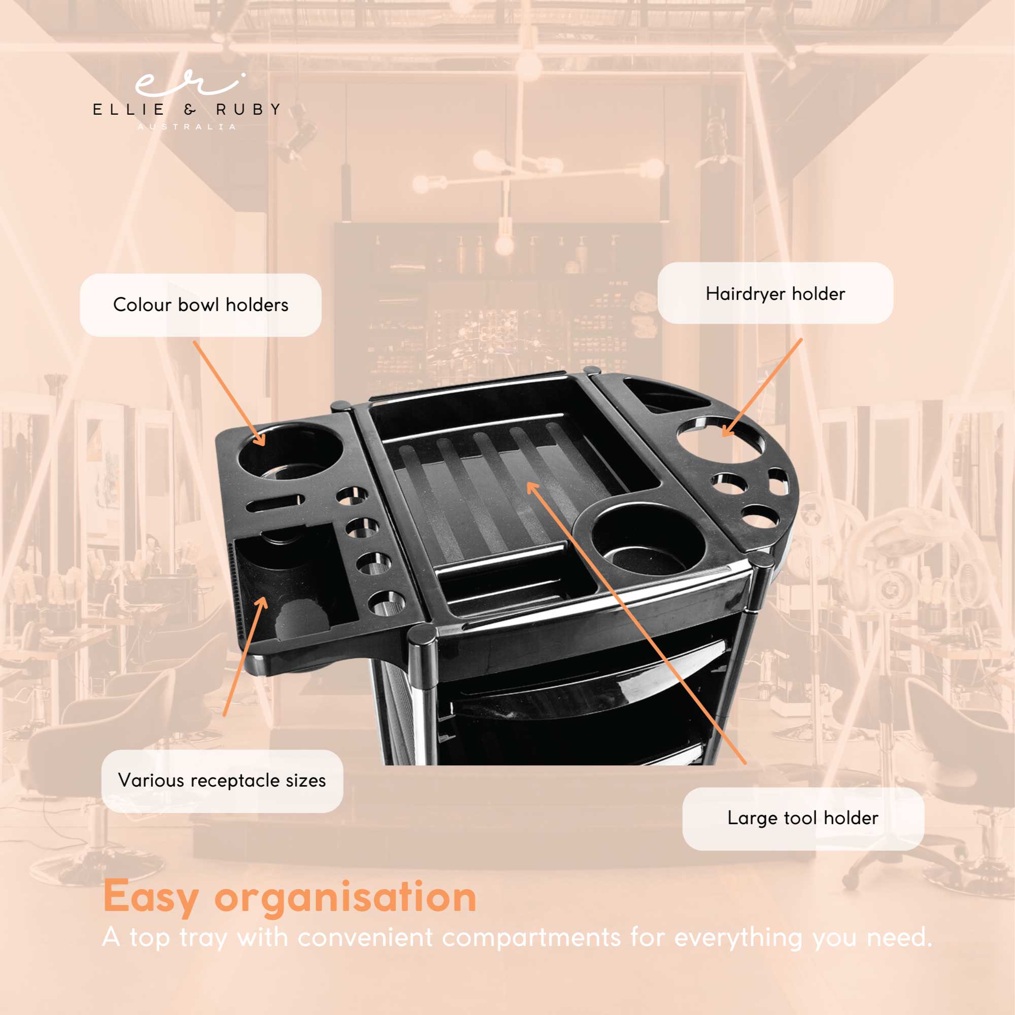 5 Drawer Hairdressing Trolley Black 90x30x36cm Hair Salon Beauty Rolling Cart V238-SUPDZ-39712755417168