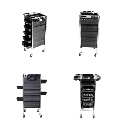 5 Drawer Hairdressing Trolley Black 90x30x36cm Hair Salon Beauty Rolling Cart V238-SUPDZ-39712755417168