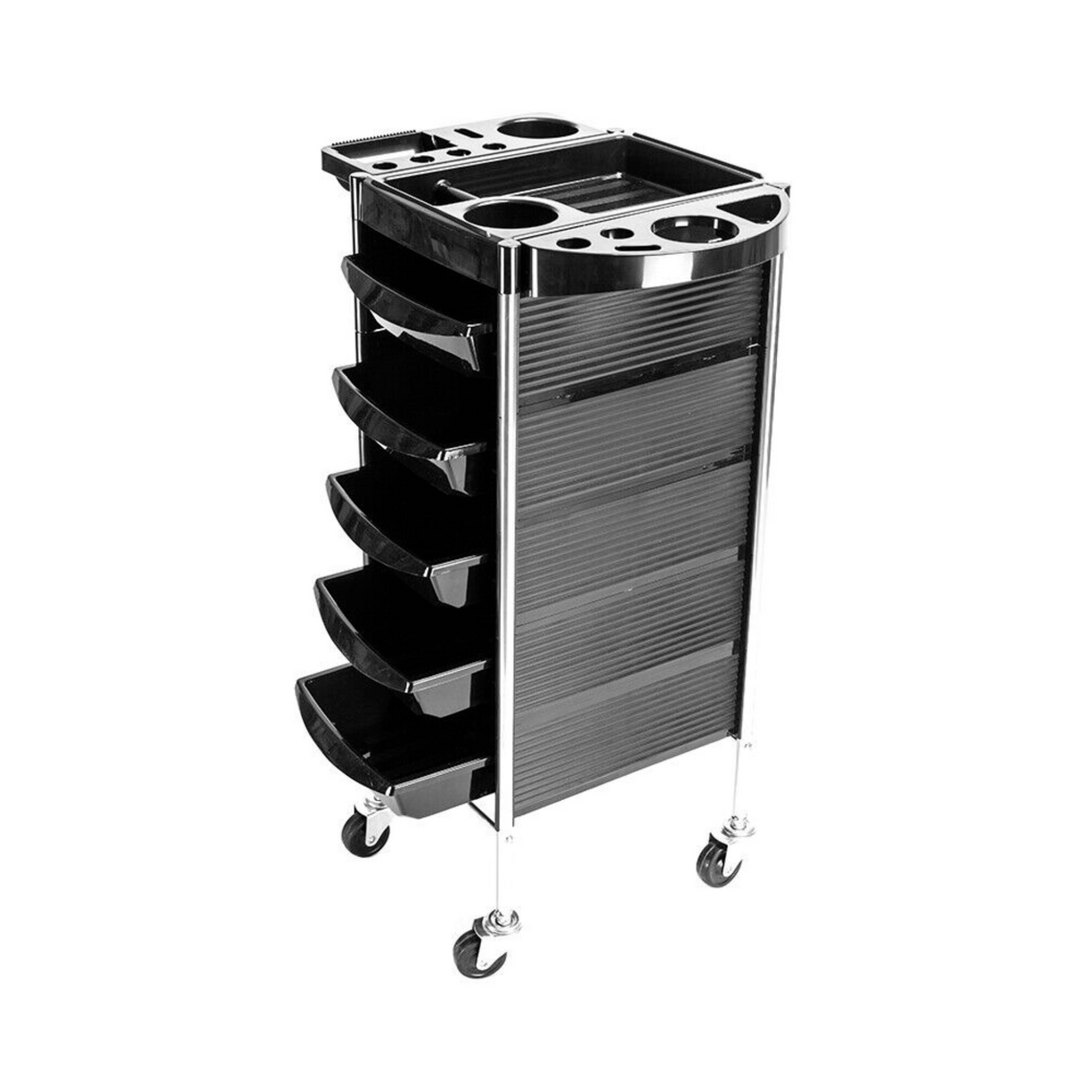 5 Drawer Hairdressing Trolley Black 90x30x36cm Hair Salon Beauty Rolling Cart V238-SUPDZ-39712755417168